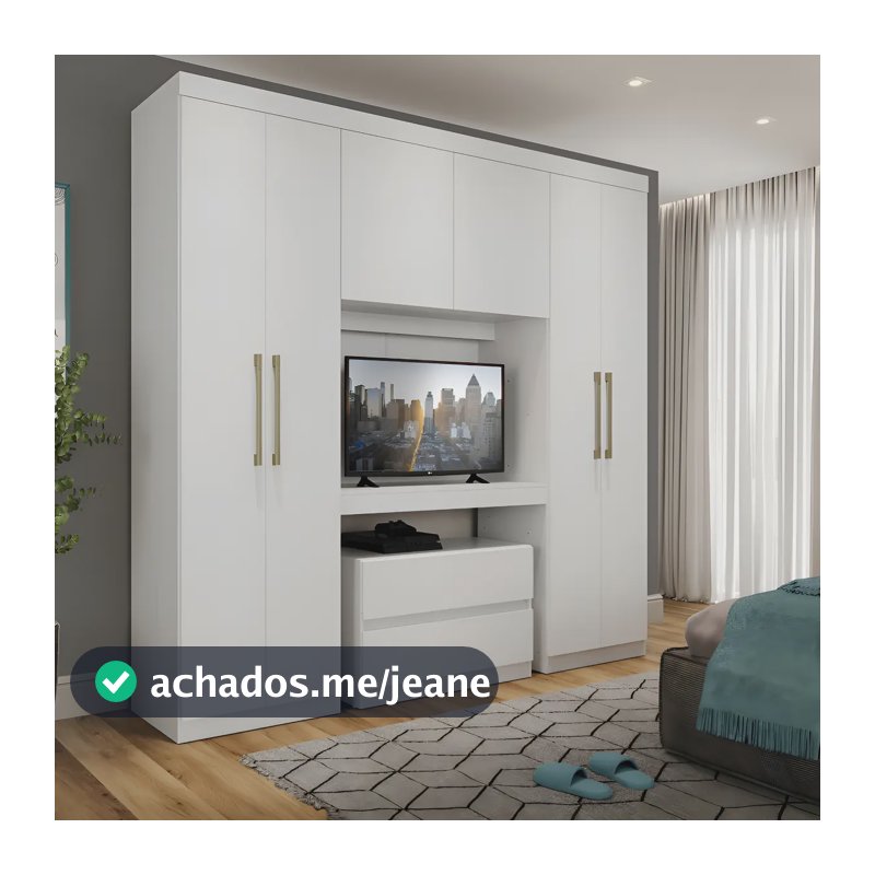 Guarda Roupa Casal 6 Portas 2 Gavetas Porto Branco Móveis Carraro