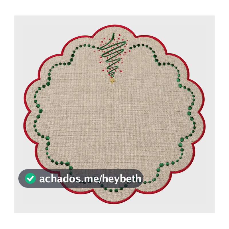 Kit 4 Peças Jogo Americano De Natal  Premium  Bordado Bege Arvore Se Natal
