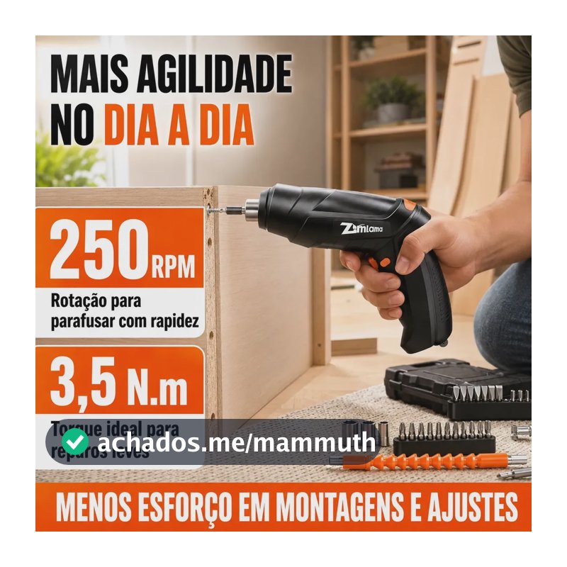 Kit Mini Parafusadeira Elétrica e Furadeira Sem Fio, 4.2V, com 47 Peças e Bateria USB – ZML-013