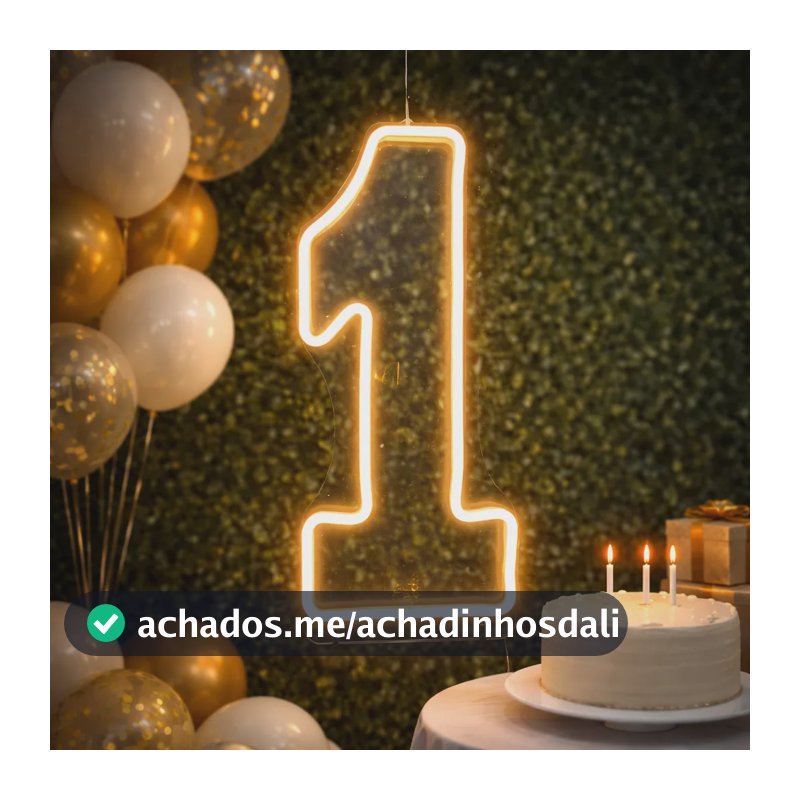 Número De 0 A 9 Painel Placa Neon Led Decoração Festa 50cm 1# Branco Frio