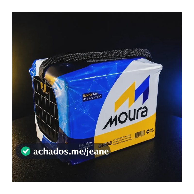 Bateria Moura M60ad Polo Direito Creta Hb20 Fox Argo Golf C4 Direito