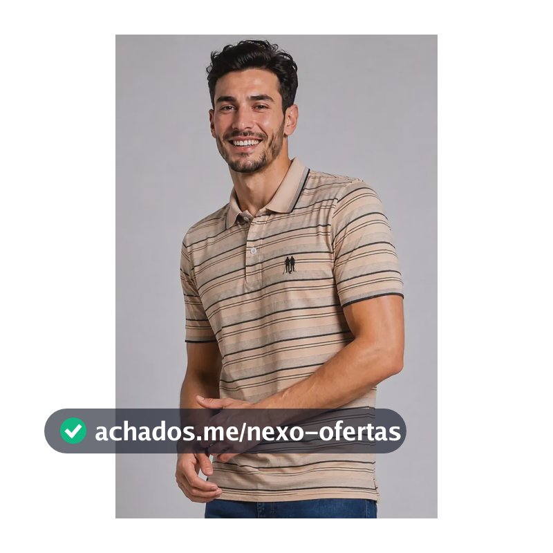 Camisa Polo Masculina Polo Wear Piquet Listrada Bege Médio M