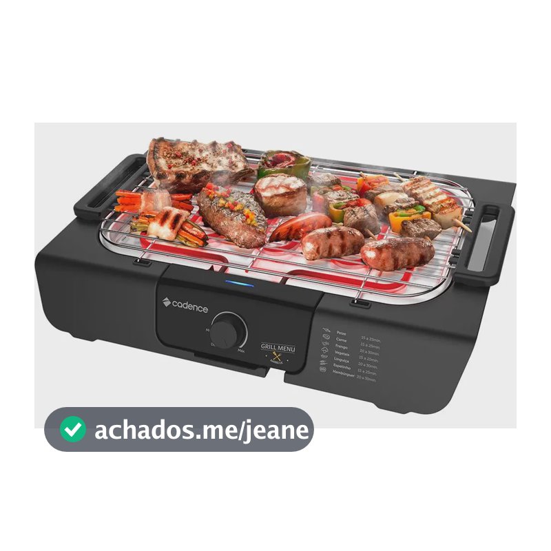Churrasqueira Elétrica Grill Menu Grl810 Preta Cadence
