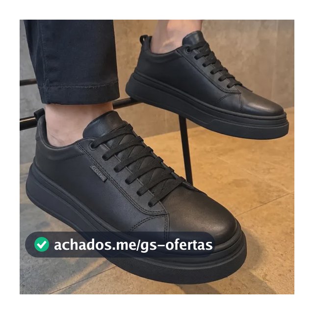 Tênis Calce Fácil Elástico Couro Sola Alta Costurada Casual