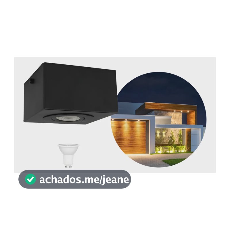 Spot Para Beiral Sobrepor Teto Dicroica Led Incluso Cor Preto Led Quente