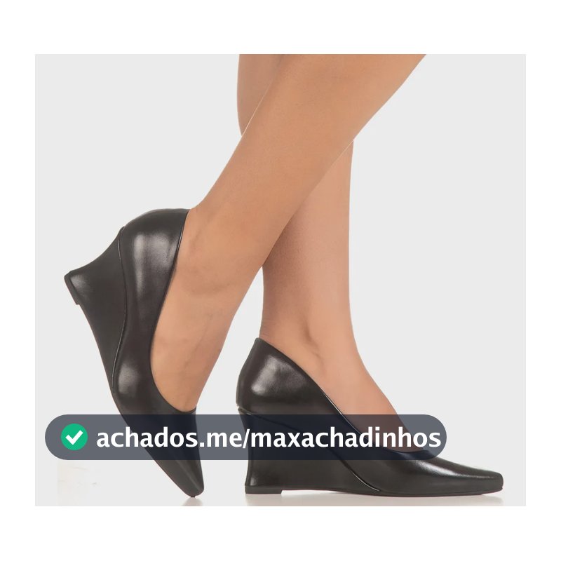 Scarpin Feminino Salto Anabela Cunha Bico Fino Gigil Preto 38 Br