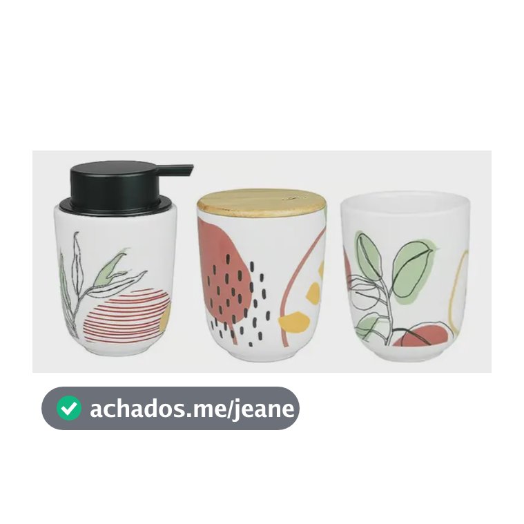 Kit Conjunto Lavabo Banheiro Osaka Yoi 3 Peças Cerâmica Botanical