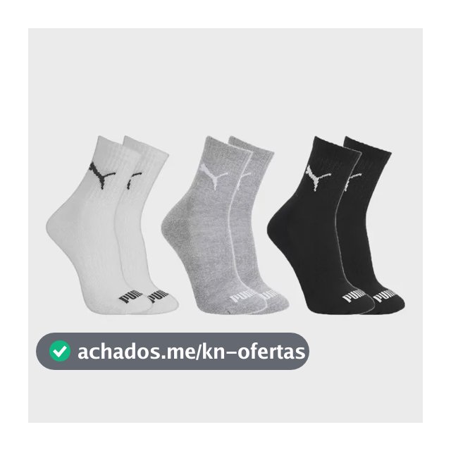 Kit 3 Pares Meias Puma Cano Médio Alto Atoalhada Original