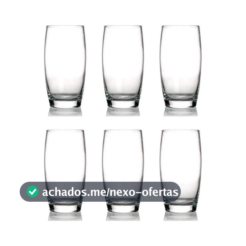 Kit 6 Copos Oca Nadir 300ml Vidro para Água e Suco