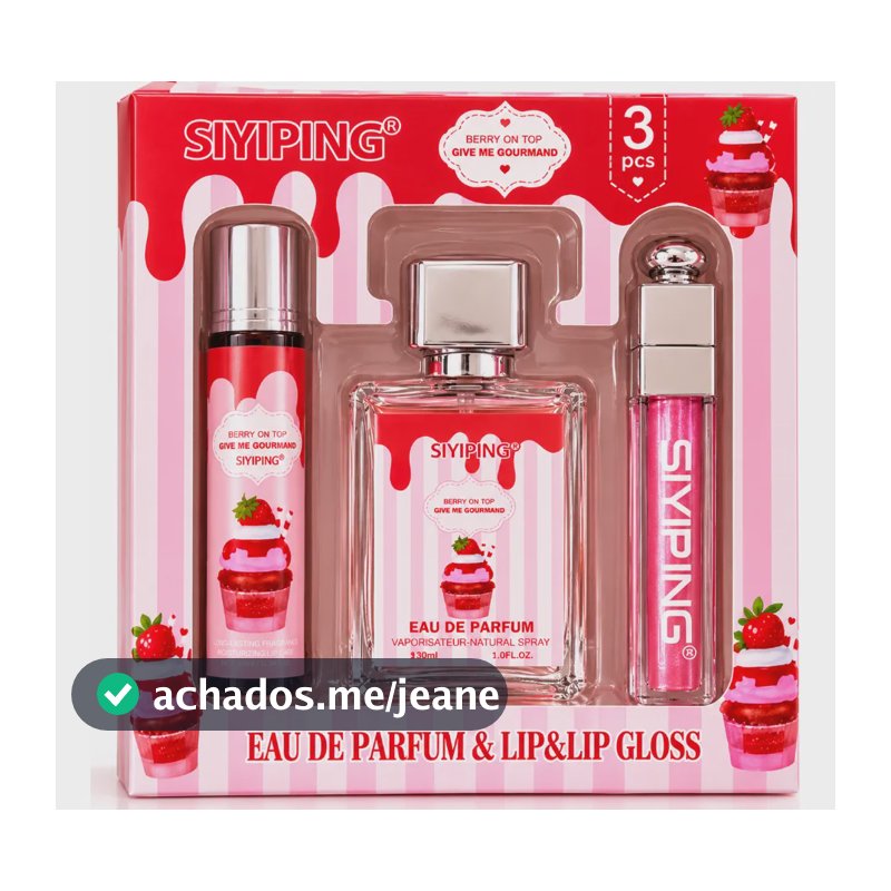 Kit Presente Feminino Perfume Gloss E Hidratante Labial