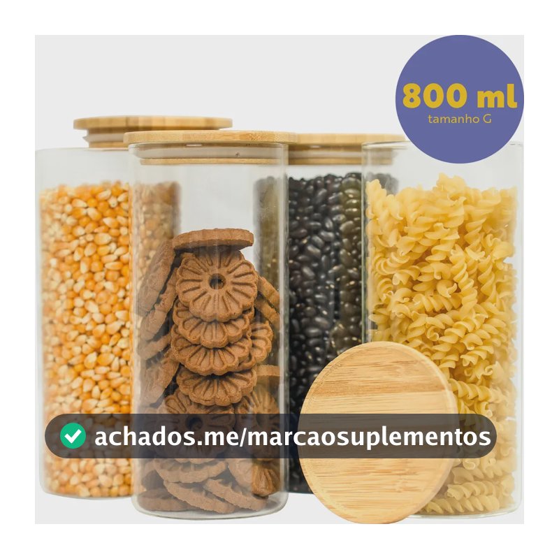 Kit 4 Pote Para Alimentos Seiri Transparente 800 Ml Cozinha Flat Transparente