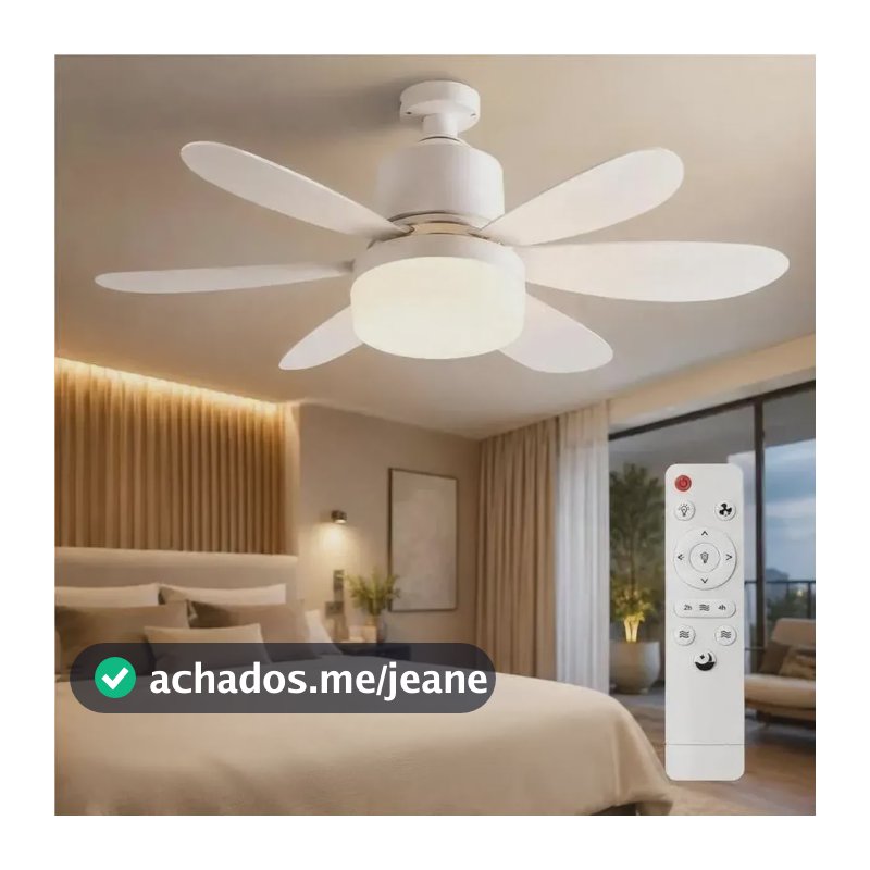 Ventilador De Teto E27 120w 52cm Bivolt Controle Remote 52 Cm