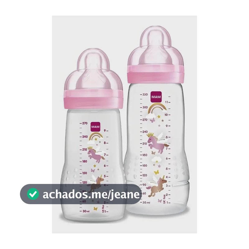 Kit 2 Mamadeiras Easy Active 270/330ml 2m+ Rosa - MAM