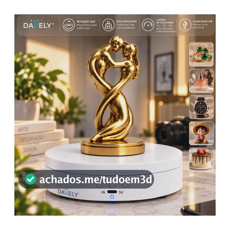 Suporte Giratório Branco 360° Fotografia E Exposição 1.4kg Base Para Fotografia Ou Exposição Joias Produtos Esculturas Doces E Bolos Giratório Com 3 Níveis De Velocidade Marca Davely