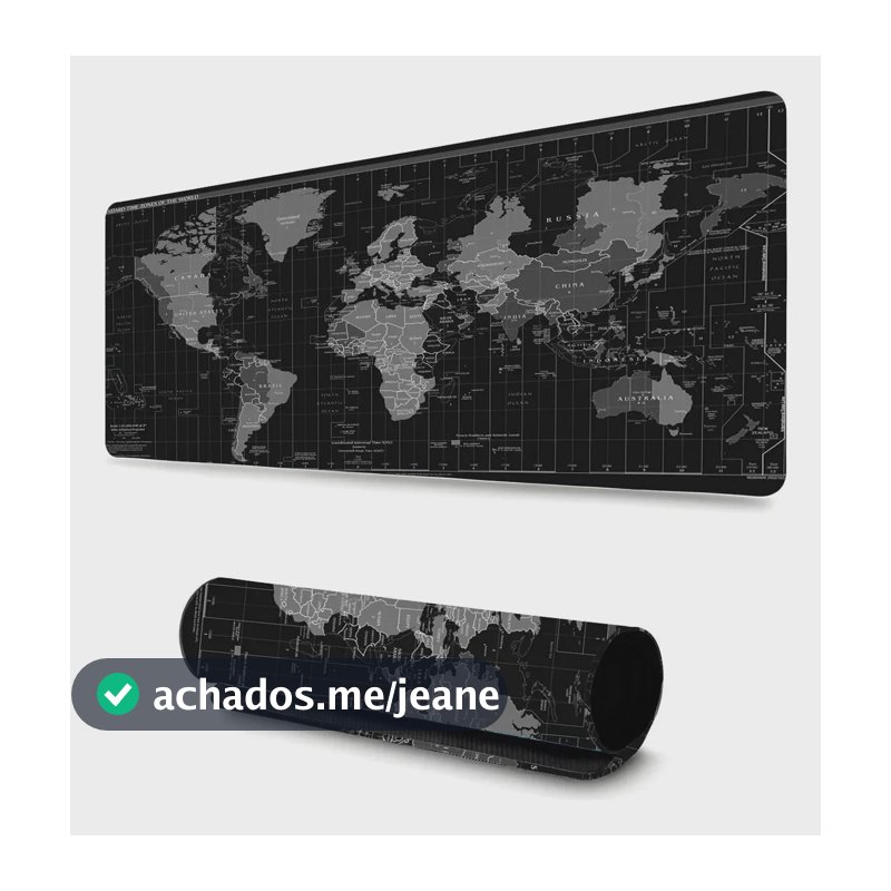 Mousepad Mapa Mundi Gamer 70x35cm Deskpad Notebook Eletroyou