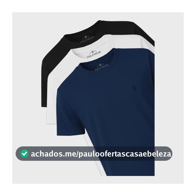 Kit 3 Camisetas Masculinas Algodão Polo Wear