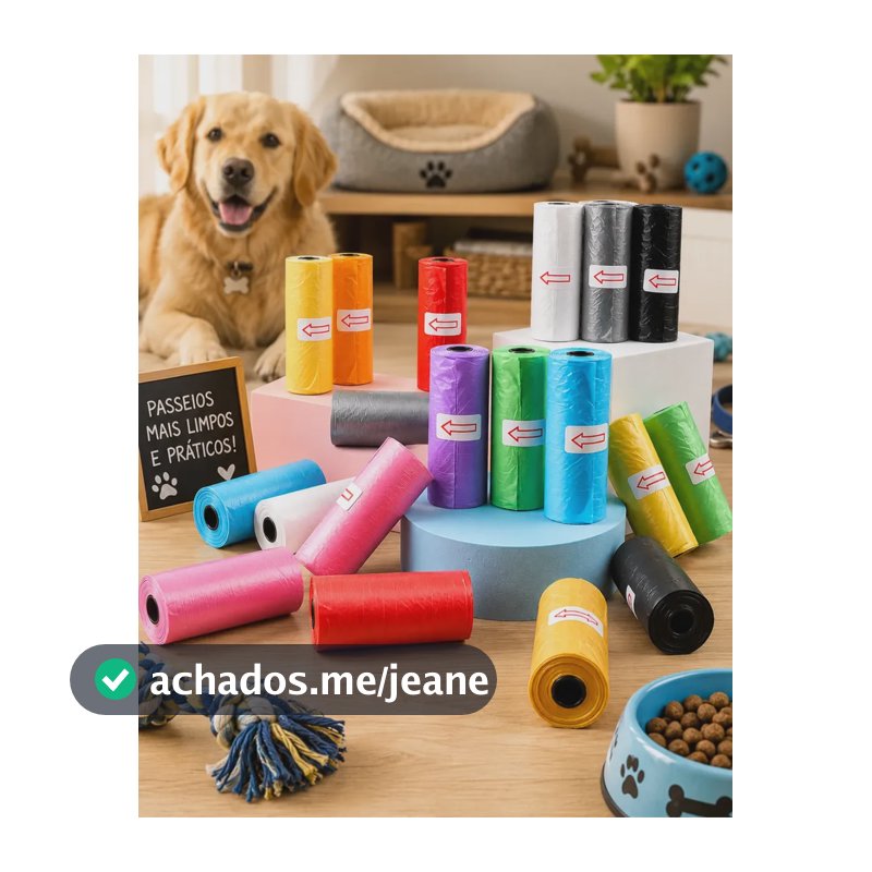 Refil Saquinho Pet Kit 30 Rolinhos Colorido Cata Caca Colorido