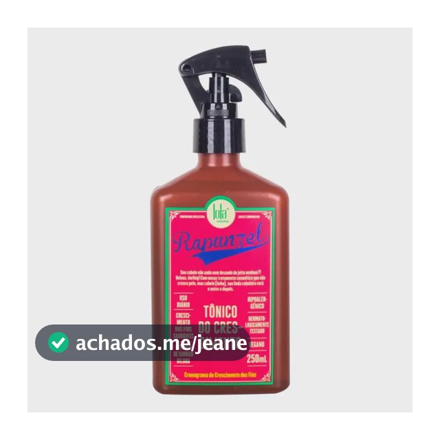 Tônico Capilar Rapunzel Lola Cosmetics 250ml Para Crescimento e Queda de Cabelo