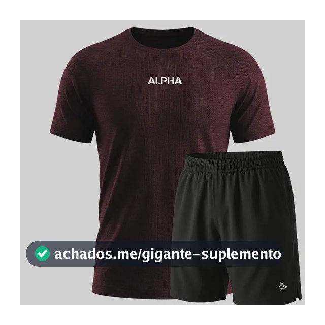 Kit Bermuda Lobo+camiseta Dry Fitness Academia Alpha