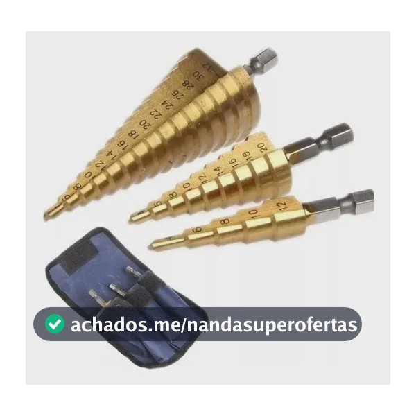 Jogo 3 Broca Escalonada Titanio 3-12 4-20 -32mm Marca MFL