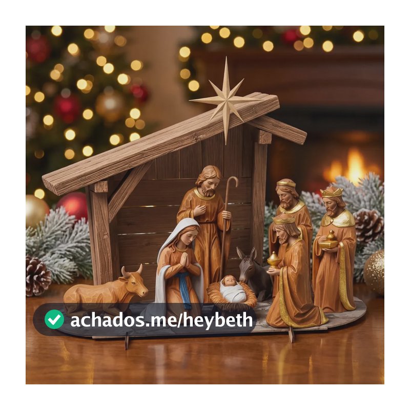 Presépio De Natal Manjedoura Sagrada Familia Nascimento Jesus Decoração Enfeite Natalino Mdf Inpari Imports