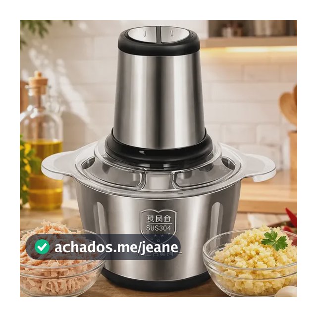 Multiprocessador Elétrico De Alimentos Em Inox 2l Triturador De Alho Tempero Processador De Carne E Legumes Multifuncional Portátil 110v