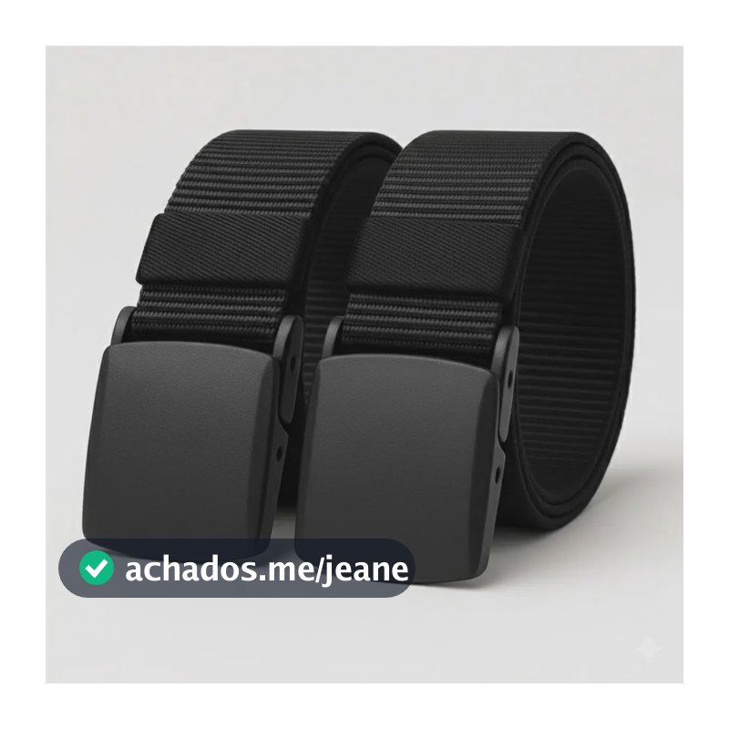 Kit 2 Cintos Antialérgico Fivela Engate Rápido Militar Preto Liso 120cm (cortável)
