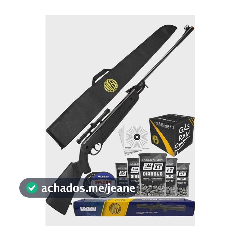 Carabina De Pressão Rossi Dione 5g 5.5mm Gás Ram 60kg Nitro Preto 5.5 Mm