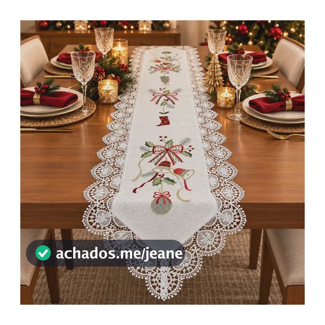 Caminho Trilho De Mesa Natal 2,20 Guippir Bordado Renda Luxo