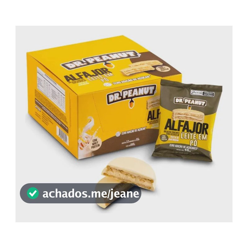 Alfajor Dr. Peanut Sabor Leite em Pó com Whey Protein 12un 35g