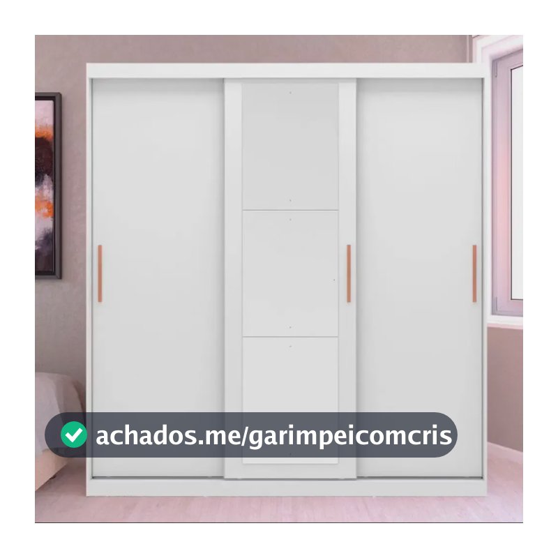 Guarda Roupa Casal Paris Bartira Com Espelho 3 Portas Cor Branco