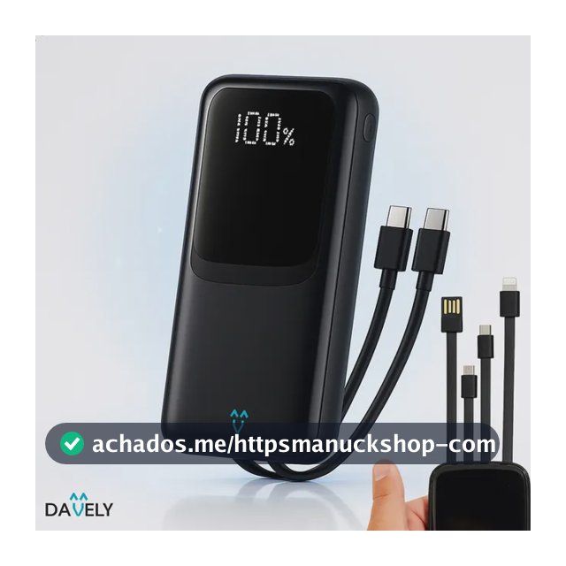 Power Bank 20.000mAh 22.5W Carga Rápida Com Display Digital Carregador Portátil Carga Rápida Premium Compatível Com Todos Os Celulares Iphone Android IOS apple xiaomi LG Samsung Motorola -Marca Davely
