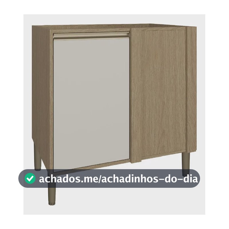 Balcão De Cozinha 01 Porta Canto Reversível Vitoria Carvalho/off White