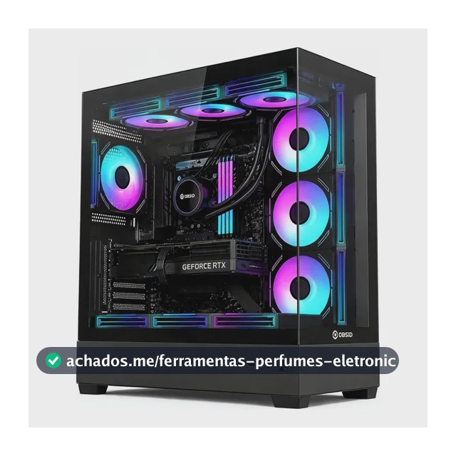 Gabinete Gamer Obsid Frame Preto Vidro Mid Tower S/ Fan Preto