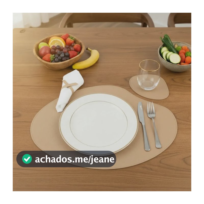 Kit Jogo Americano Sousplat Com Porta Copos Para Mesa Posta Bege 8