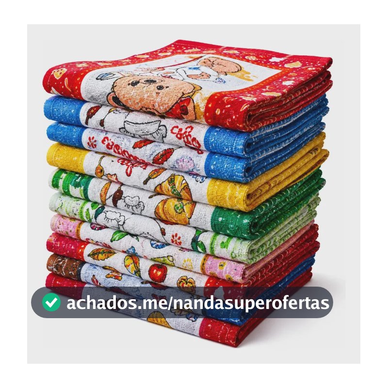 Kit 10 Pano De Copa Prato Estampado Felpudo 41x64cm Grande