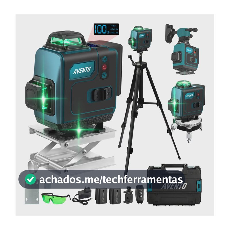 Kit De Nivel Laser 16 Linhas Nivelador A Laser + Plataforma De Alumínio + Suporte + Tripé + 2 Recarregavel Baterias Prumo Facil