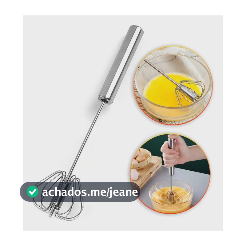 Batedor Misturador De Ovos Mixer Aço Inox - Semiautomático, Giratório
