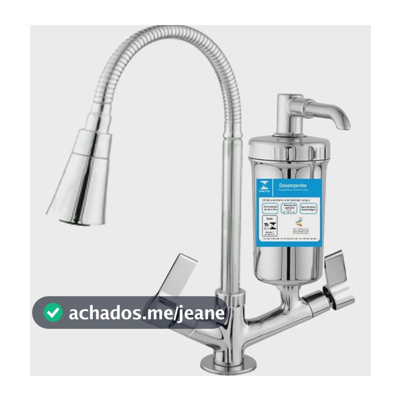 Torneira Filtro Gourmet Flex Cozinha Bancada 2 Jatos Cone Cor Cromado Prateado Life Metais