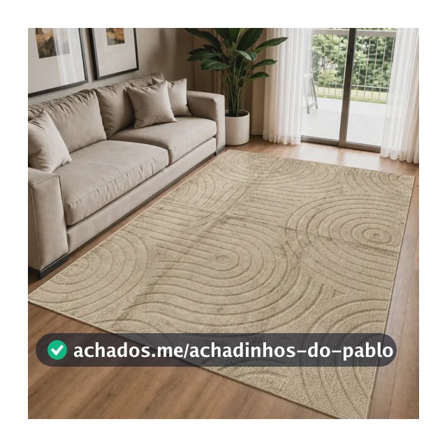 Tapete Moderno 2,0x1,5m Antiderrapante Alto Relevo Sala 2 M 1.5 M Bege