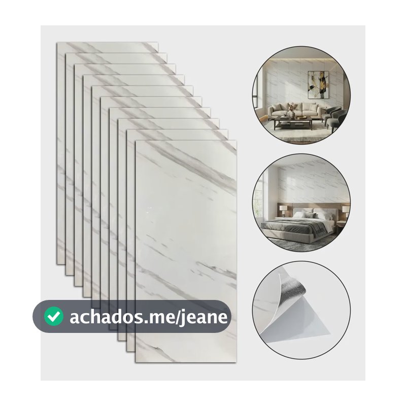 Kit 10 Placas Adesiva Mármore 3d Autocolante Parede 60x30cm Premium 003