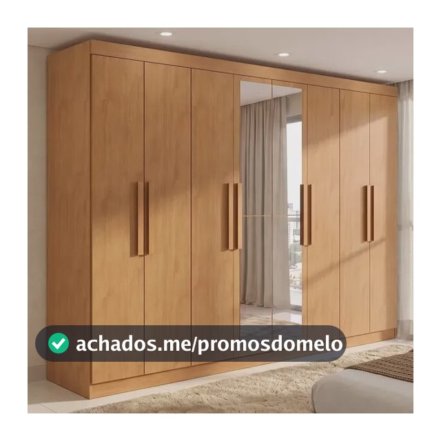 Guarda-Roupa Casal Móveis Lopas Easy Slim 8 Portas Espelho Marrom Moderno