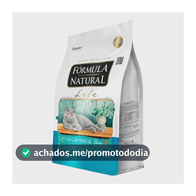 Ração fórmula Natural Life para gatos castrados sabor salmão 15kg