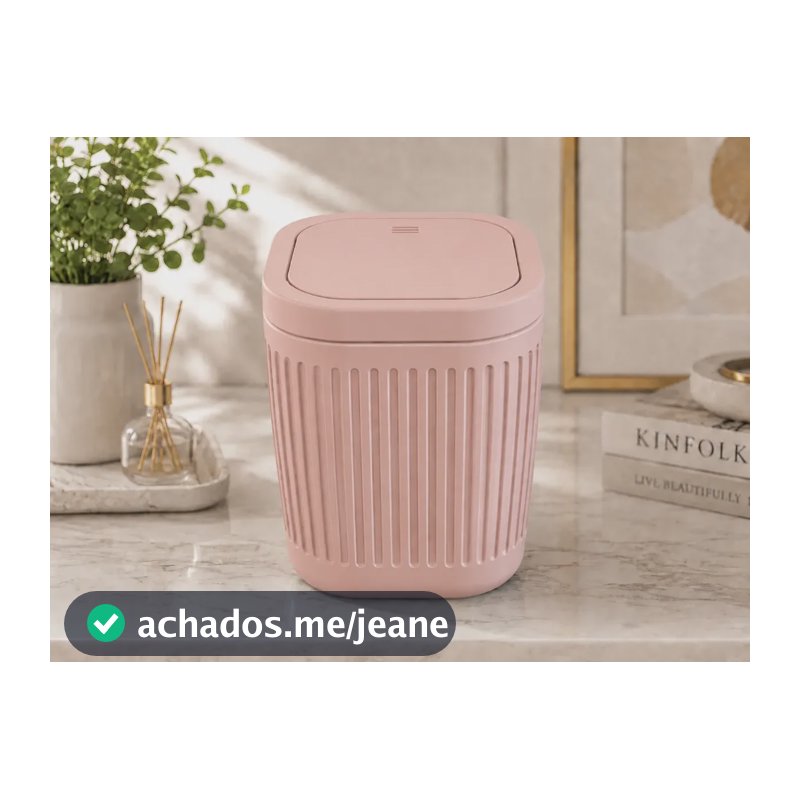 Lixeira De Pia Compacta Com Tampa Basculante Rosa