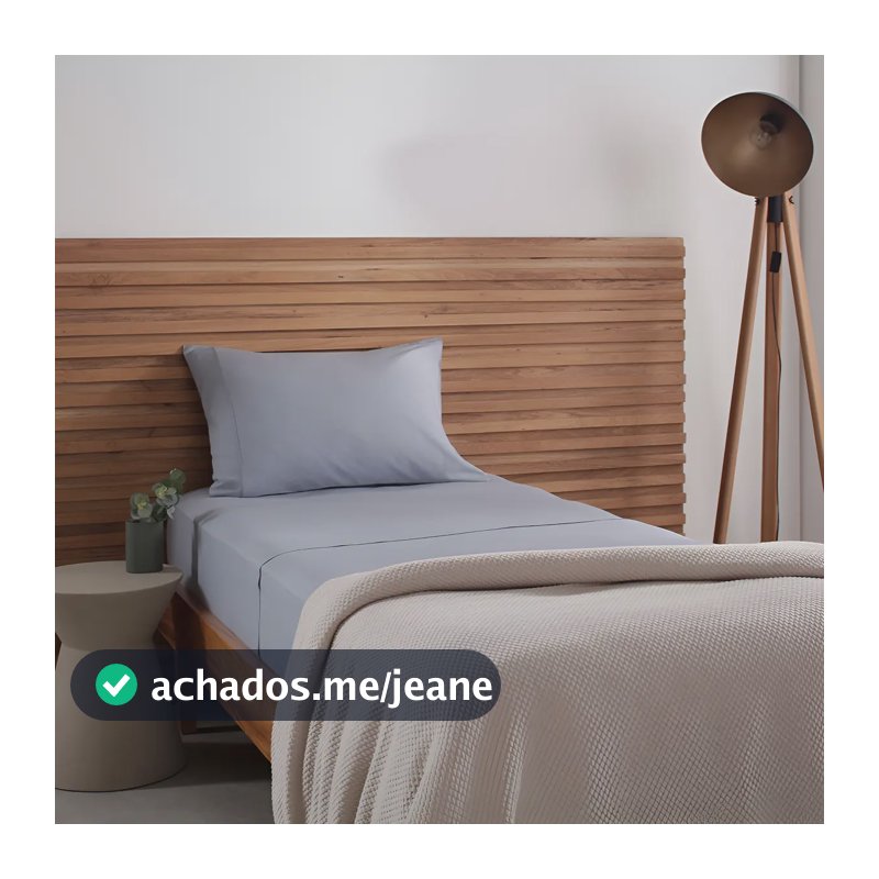Jogo De Cama Solteiro Buddemeyer Cotton Essential Cor Azul-005