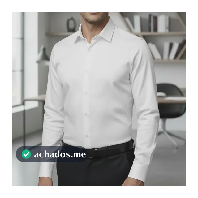 Camisa Social Masculina Slim Fit Premium Manga Longa Lycra