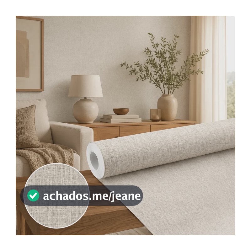 Papel Parede Linho Adesivo Lavável Quarto Sala Autocolante Linho Bege