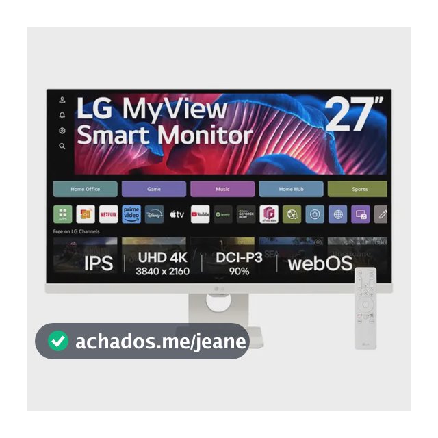 Monitor LG MyView Smart - Tela IPS 27", WebOS, ThinQ Home, Air Play, Screen Share, Bluetooth, Branco – 27SR73U
