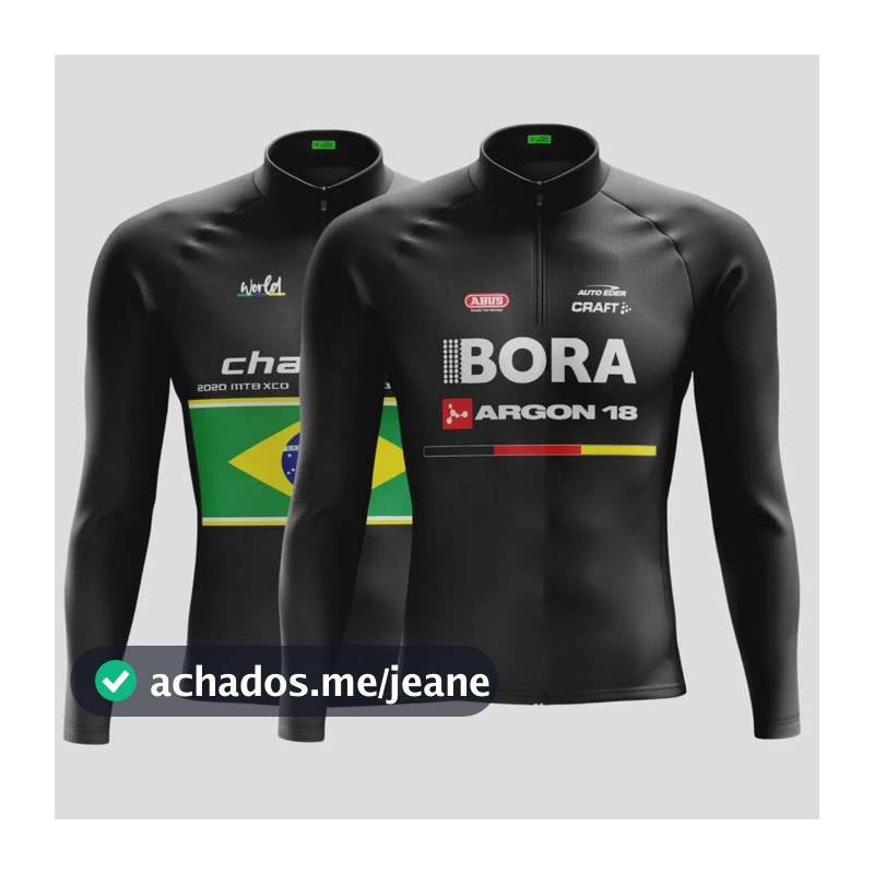 Kit 2 Camisas Masculina Ciclismo Manga Longa Pro Uv Bike Mtb Bora Preta / Champion Brasil P
