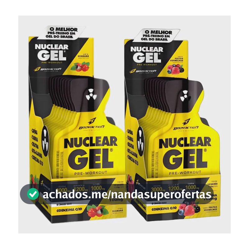 Kit 2 Pre Treino Nuclear Gel Caixa Com 10 Sache Bodyaction Guarana E Fritas Vermelhas
